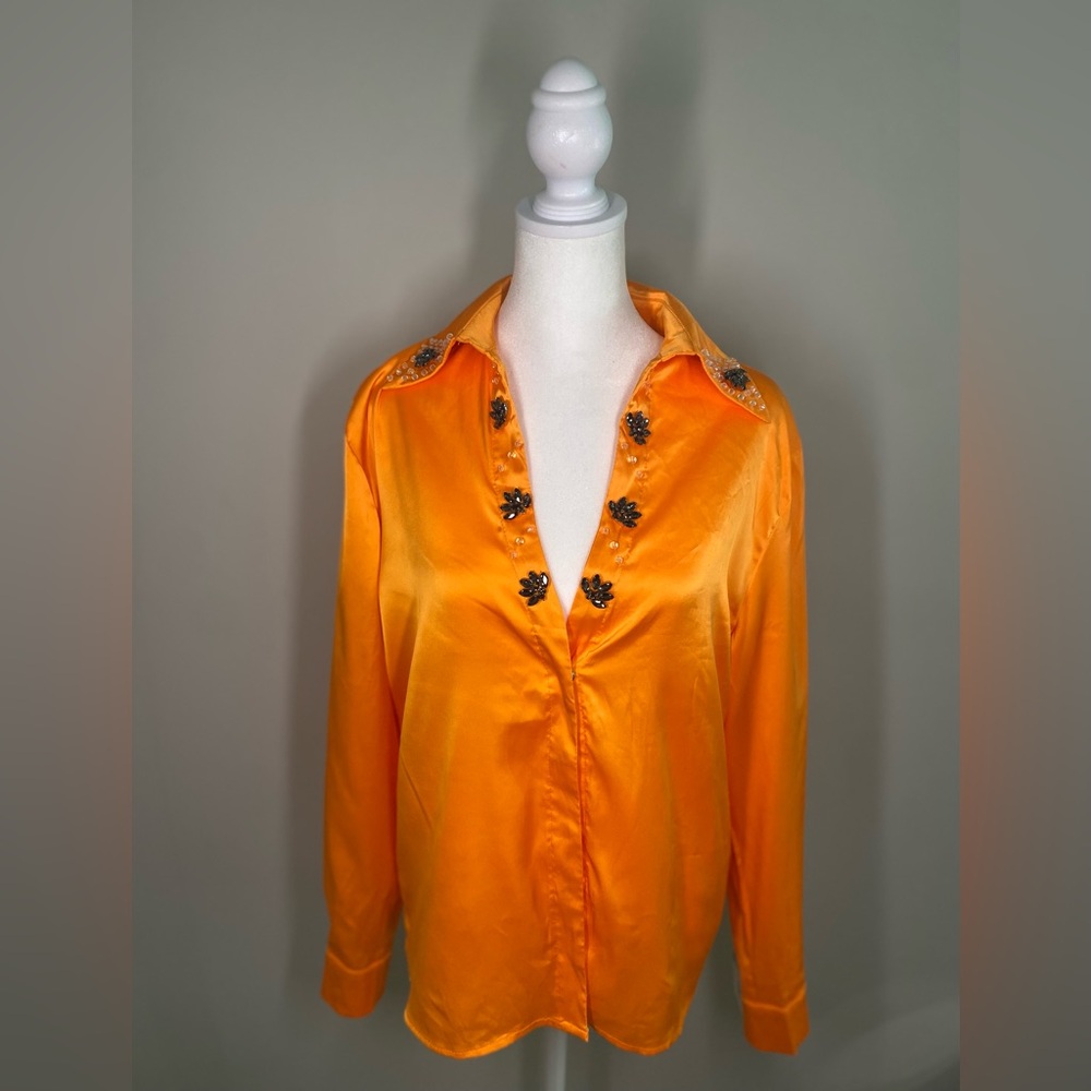 La’Ros bejeweled orange blouse, size L, CB91 - Picture 5 of 5